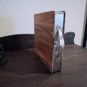 Solid Wood Industrial Cutting Board with Stainless Steel Frame 9 x 9.5 in – 2.5